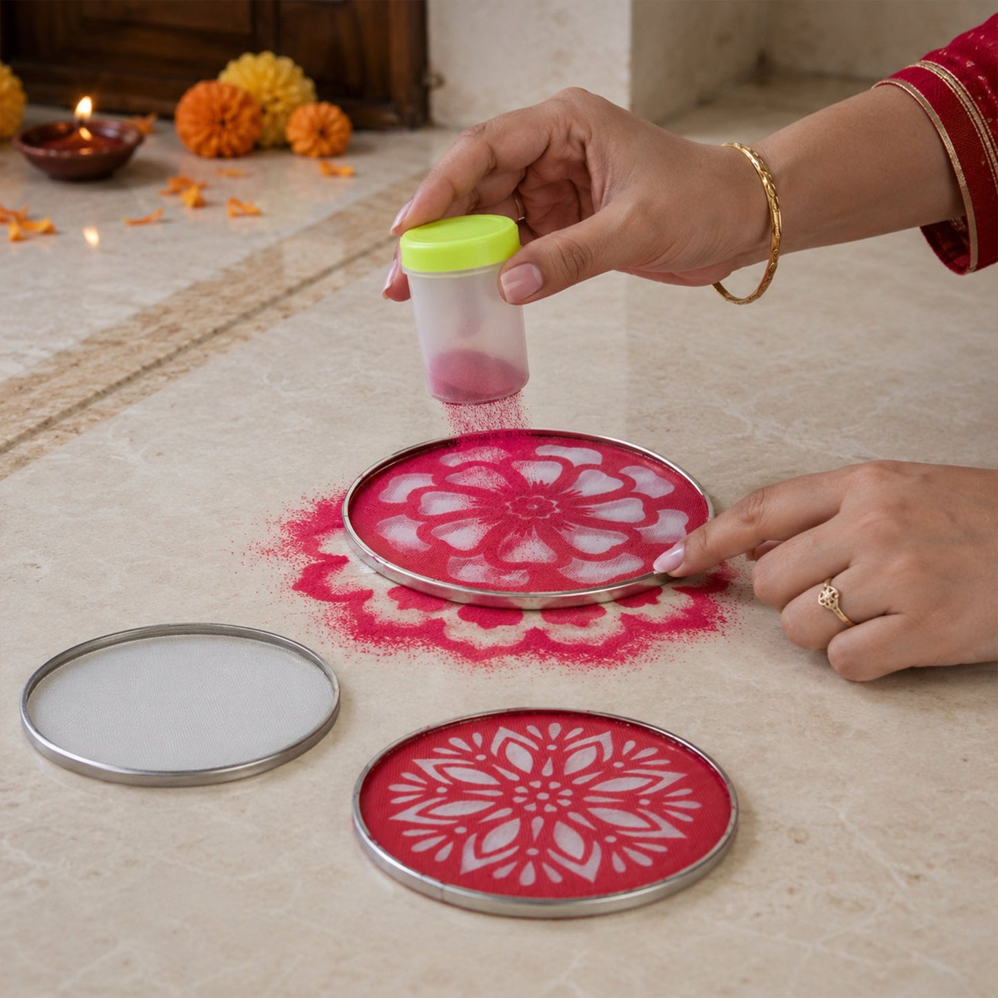 Magic Rangoli Maker Set With Stencils For Festival And Home Decoration (1 Set)