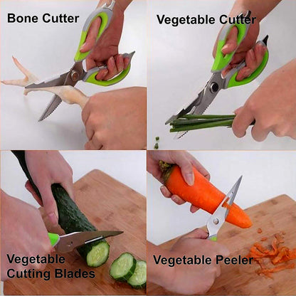 8193 Multi-purpose Kitchen Shears With Magnetic Holder Stainless Steel Red Multifunction Heavy Duty And Kitchen Scissors