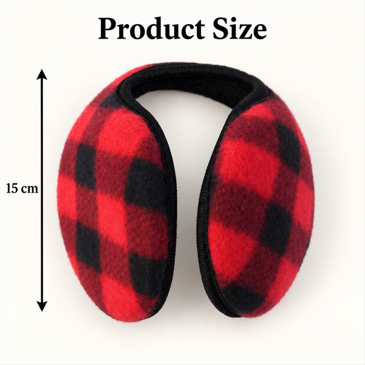 Wukusy check pattern winter ear muffs with behind neck band, designed for warmth and daily use, featuring a cozy, checkered fabric.