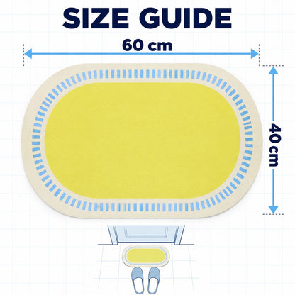 Wukusy striped border oval shower mat in bright colors, quick dry bathroom rug, 60x40 cm, showing textured surface and vibrant design.