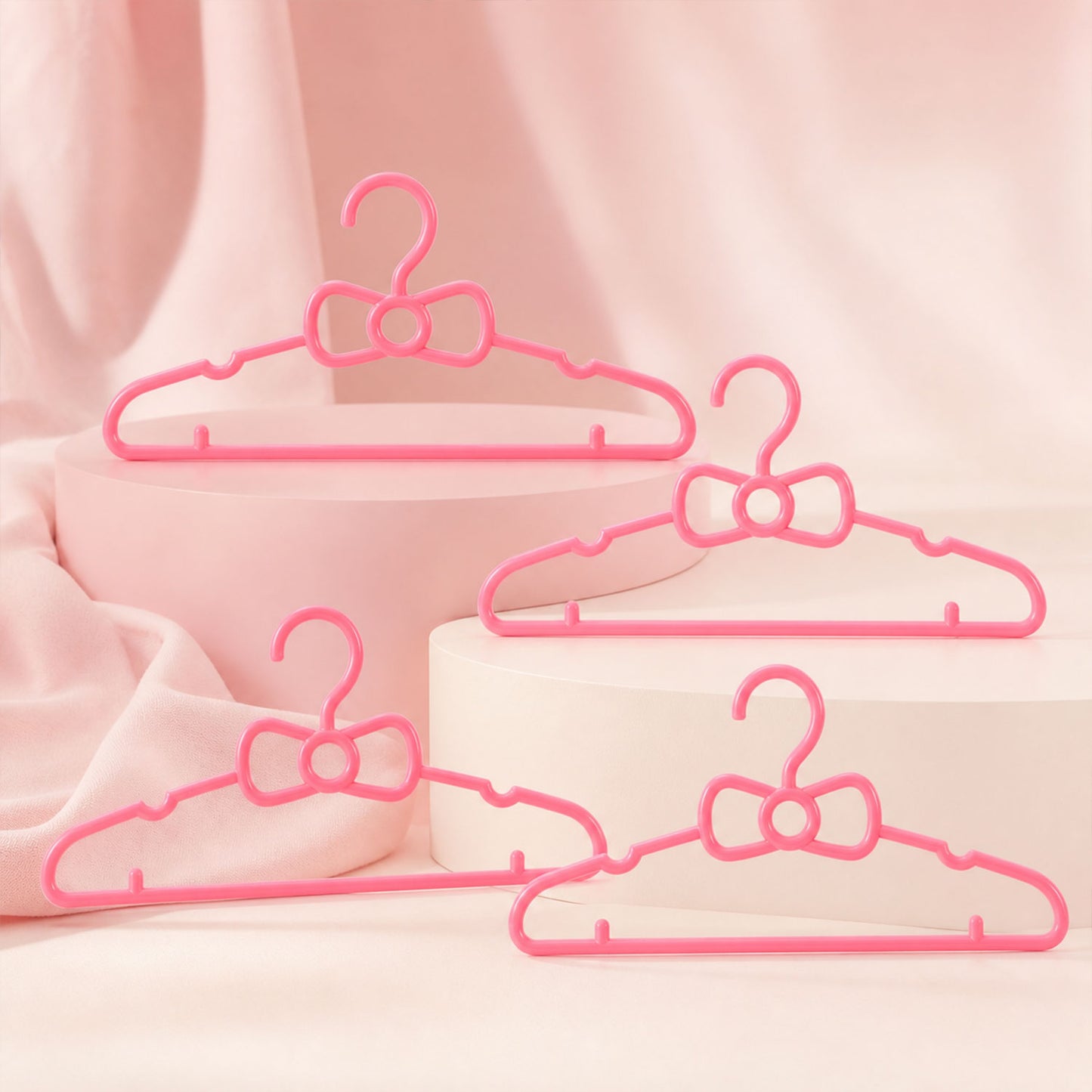 Kids Plastic Clothes Hangers Set Of 4 Cute Bow Design Baby Wardrobe (4 Pc Set)