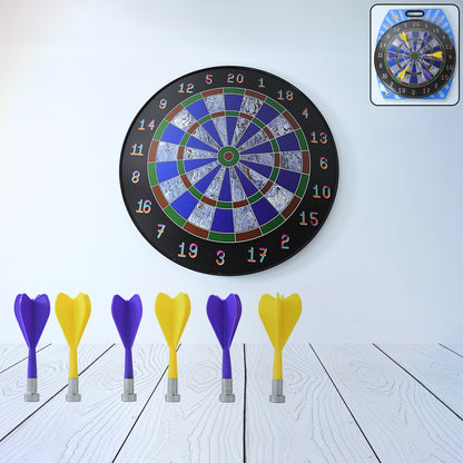 Wukusy magnetic dart board game set with six soft-tip darts, featuring a colorful target surface for indoor play.