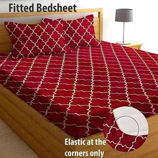 Cotton Checked Fitted Bedsheet – Single Size
