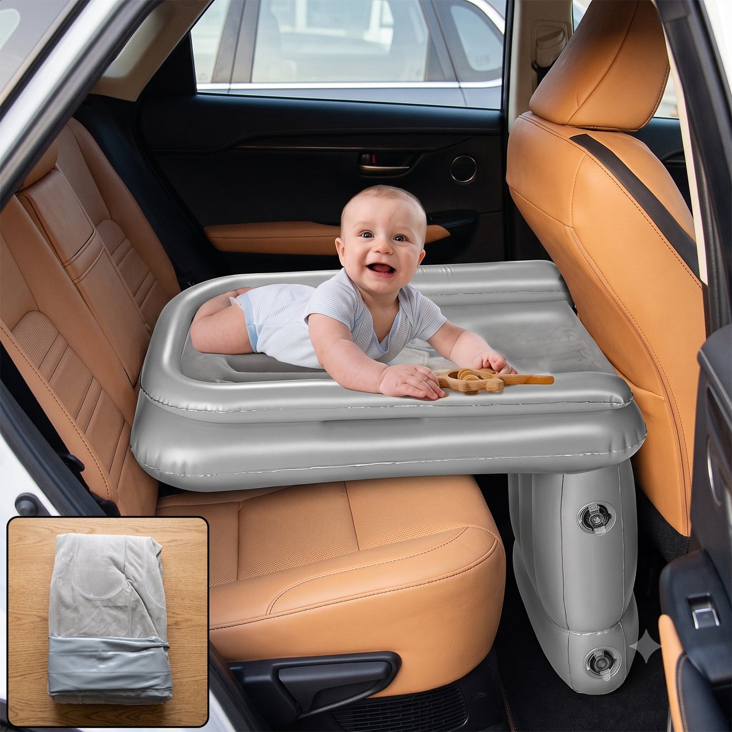 Inflatable Travel Air Bed Mattress For Car Back Seat Kids Baby (1 Set)