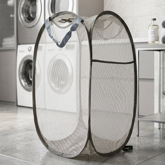 Foldable Mesh Laundry Basket Clothes Storage Bag (1 Pc Mix Design  Size)