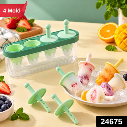 Wukusy ice cream candy popsicle maker with four reusable mold containers and sticks for homemade frozen treats.