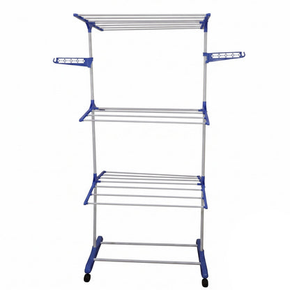 3 Layer Foldable Clothes Drying Stand With Wheels For Home And Balcony Use (1 Pc)