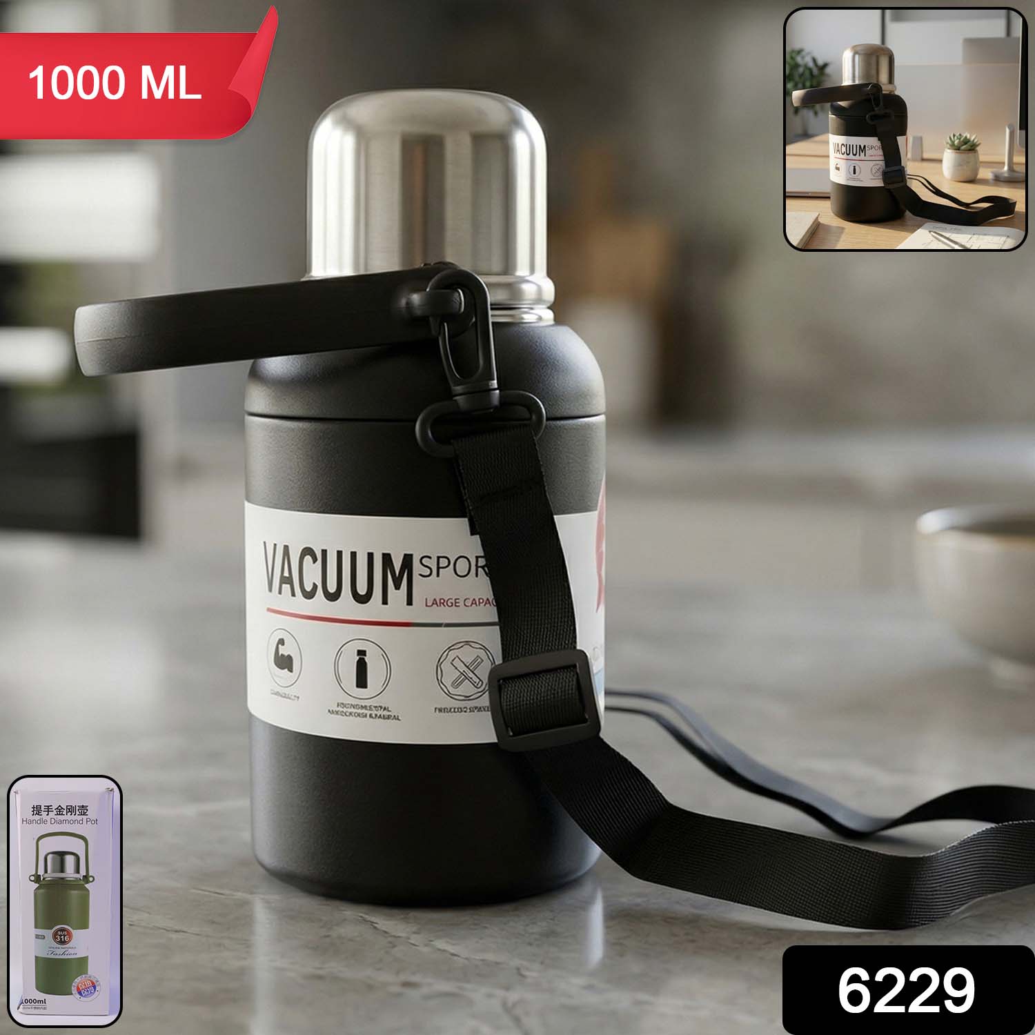 1000 Ml Vacuum Insulated Stainless Steel Flask Bottle