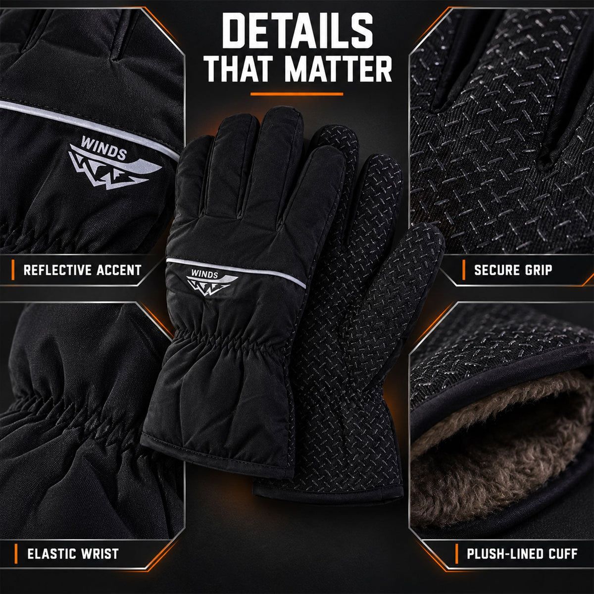 Wukusy multipurpose winter hand gloves with plush lining and textured grip, shown in mixed colors, pair of gloves.