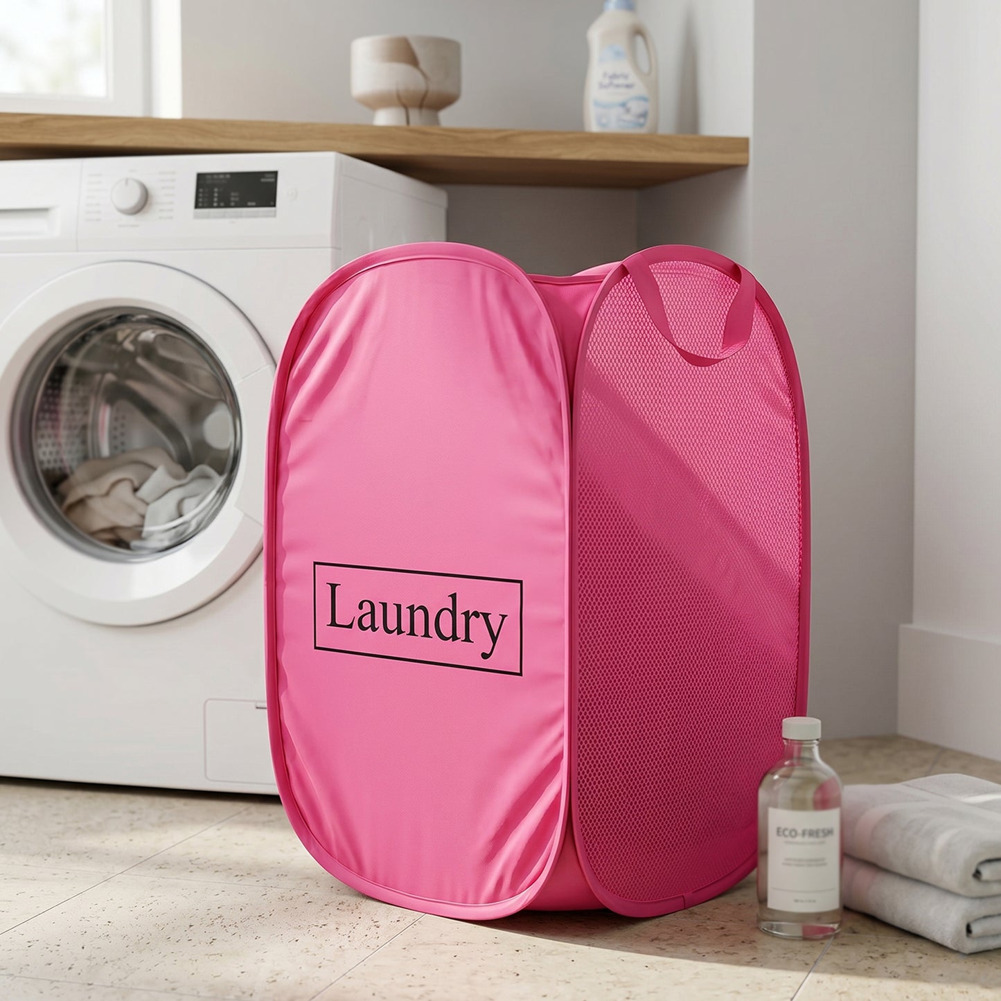 Foldable Laundry Basket Fabric Mesh Clothes Hamper Storage Bag (1 Pc60x36cm)