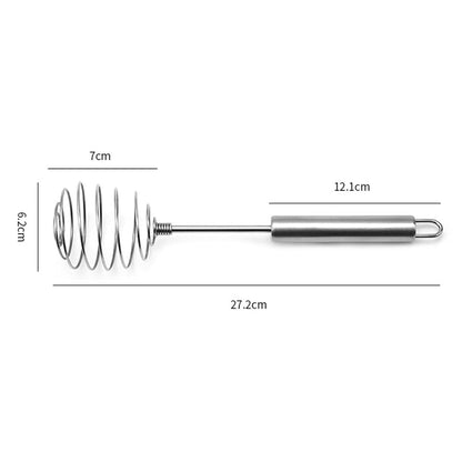 Wukusy stainless steel large round spring whisk for kitchen cooking, egg beater with ergonomic handle and durable construction