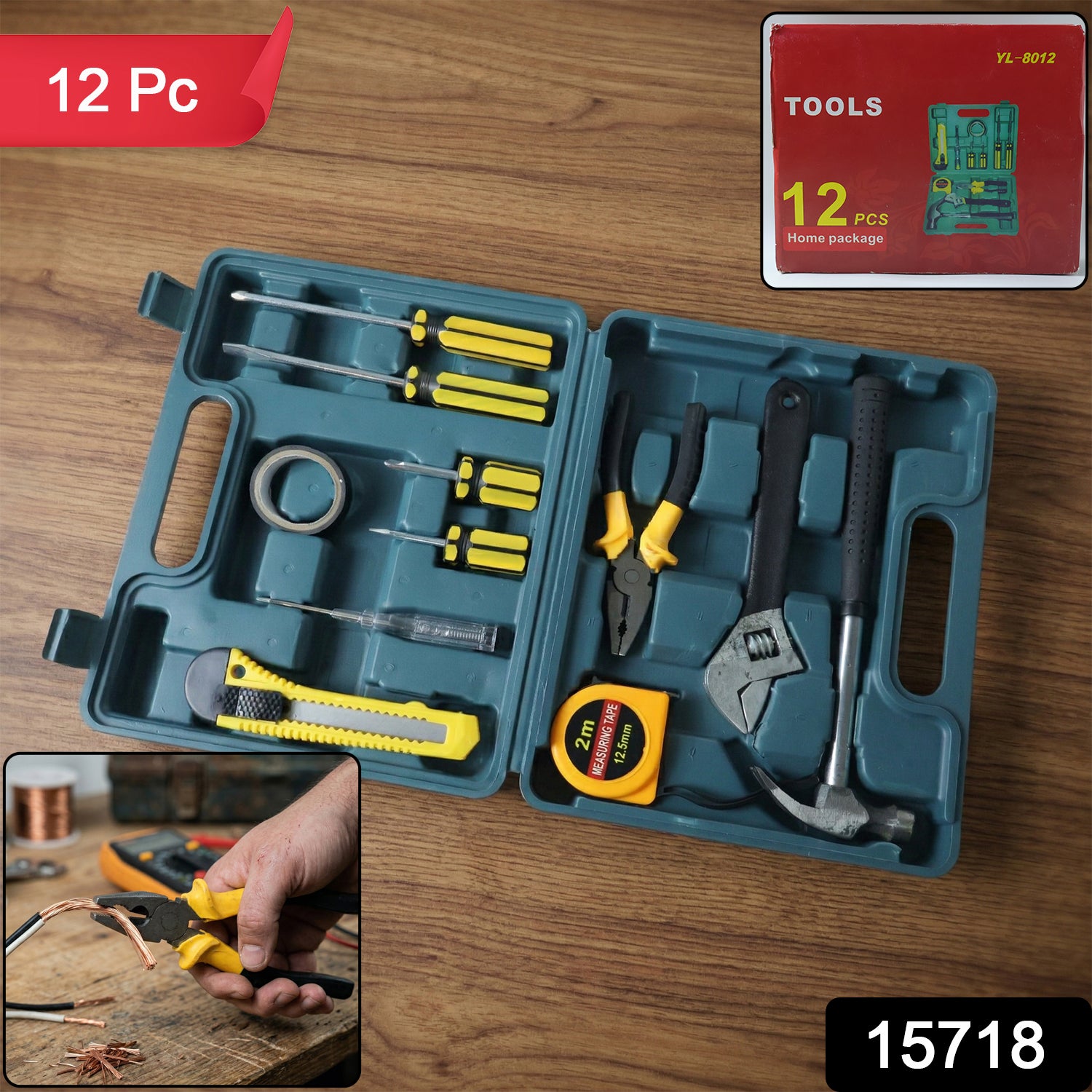 Premium Home Tool Kit Set With Carry Case (12 Pc Set)
