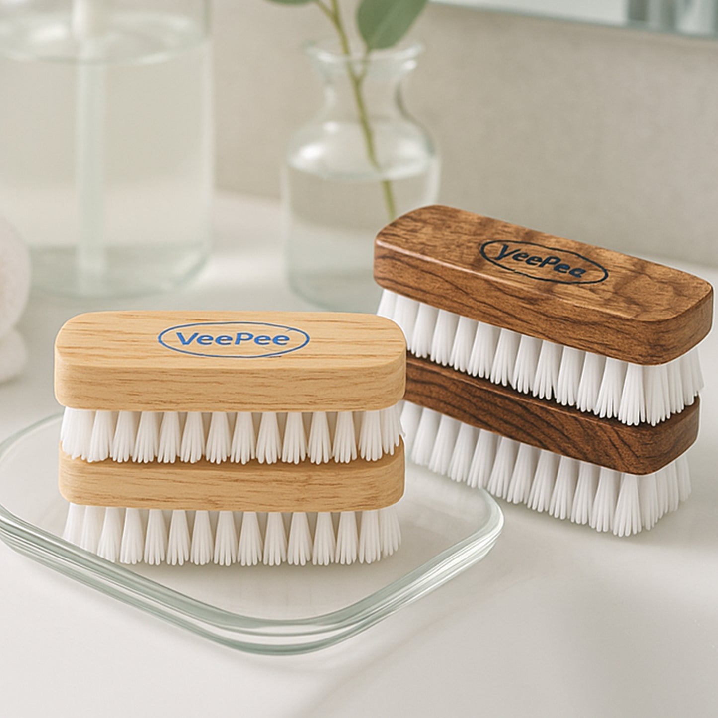 Wukusy Veepee heavy-duty cloth washing brush set with six durable brushes for home cleaning and scrubbing tasks.