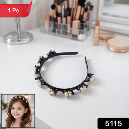 Stylish Pearl Embellished Floral Hairband For Girls  Women (1 Pc)
