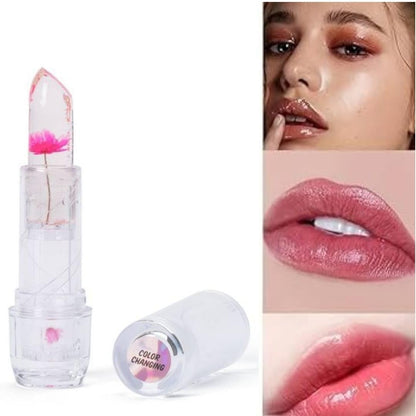 Waterproof Flower Lipstick Jelly Flower Transparent Color Changing Lipstick Flower Jelly High-Glossy Lipstick (Pack Of 2)