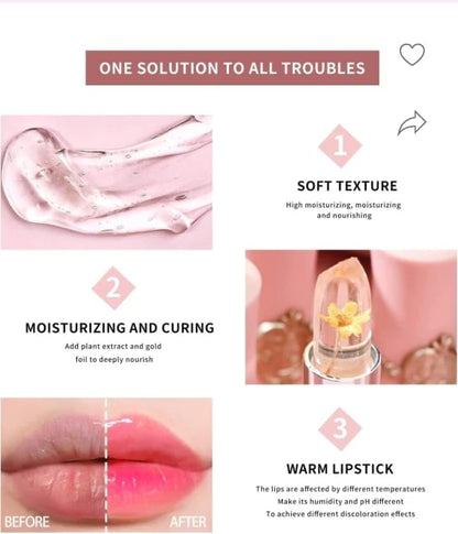 Waterproof Flower Lipstick Jelly Flower Transparent Color Changing Lipstick Flower Jelly High-Glossy Lipstick (Pack Of 2)