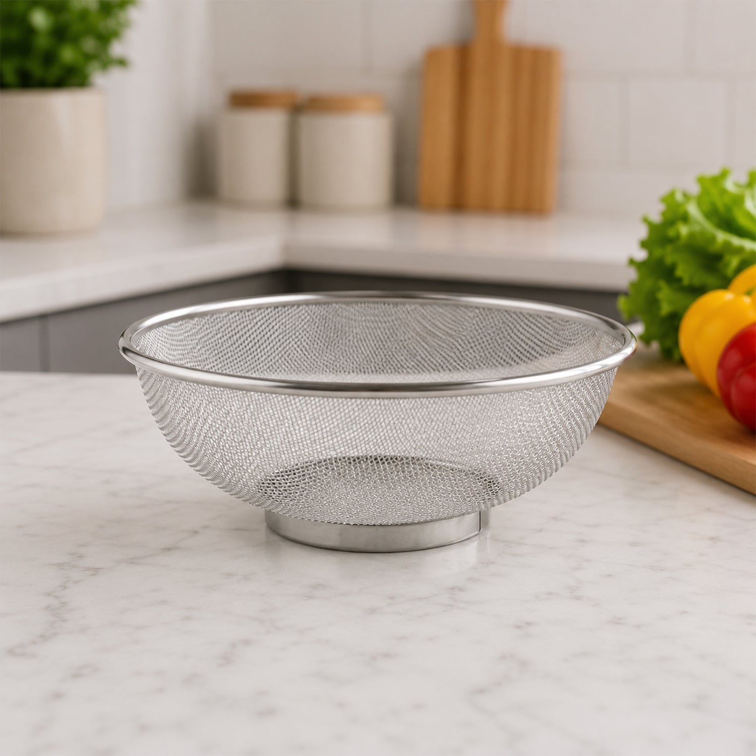 Stainless Steel Mesh Strainer Bowl Colander For Rinsing And Draining Food (1 Pc)