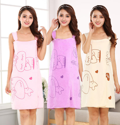 Wholesale magic bath towel for ladies and children, featuring a wearable spa shower towel, bathrobe, and beach dress by Drpshippr.