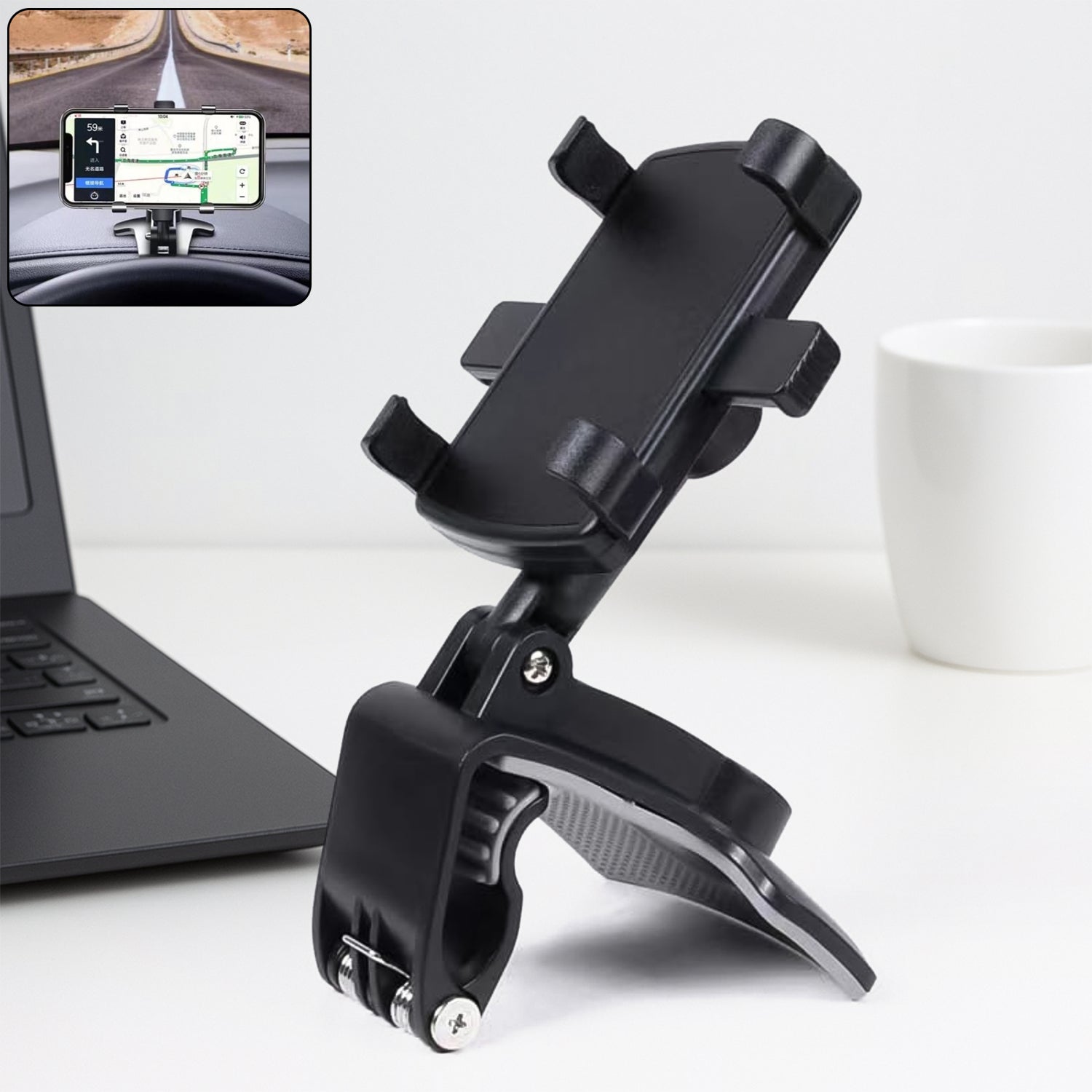 Wukusy universal car dashboard and desk mobile phone holder with adjustable grip for secure phone placement