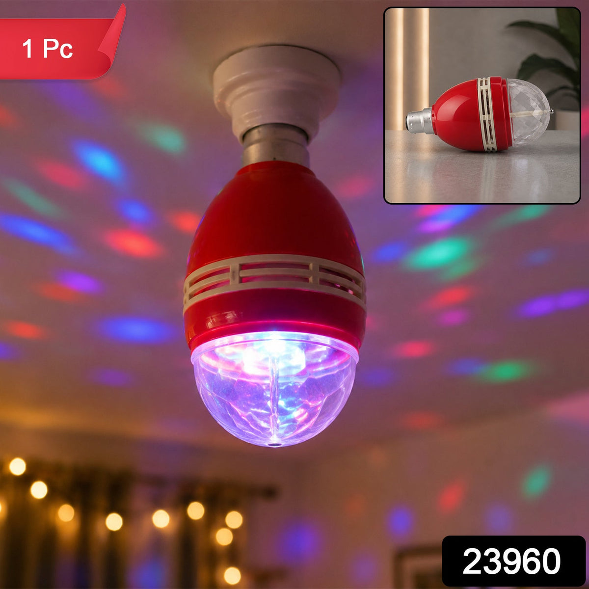 Multicolour Rotating Led Disco Light Bulb For Party Festival And Events (1 Pc)