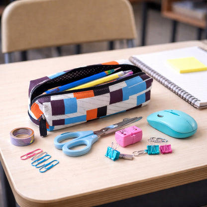 Multipurpose Printed Zipper Pencil Pouch Organizer For Students (1 Pc)