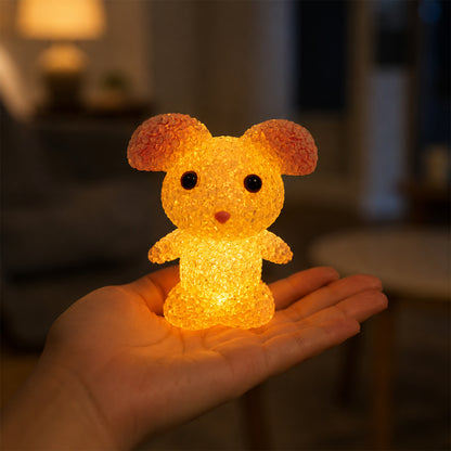 Wukusy cartoon-shaped LED night lamp with crystal texture, glowing softly, designed as a mix of playful shapes for cozy lighting.