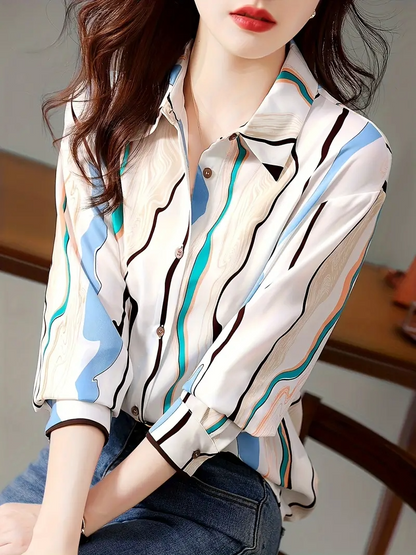 Women Regular Fit Printed Button Down Collar Casual Shirt