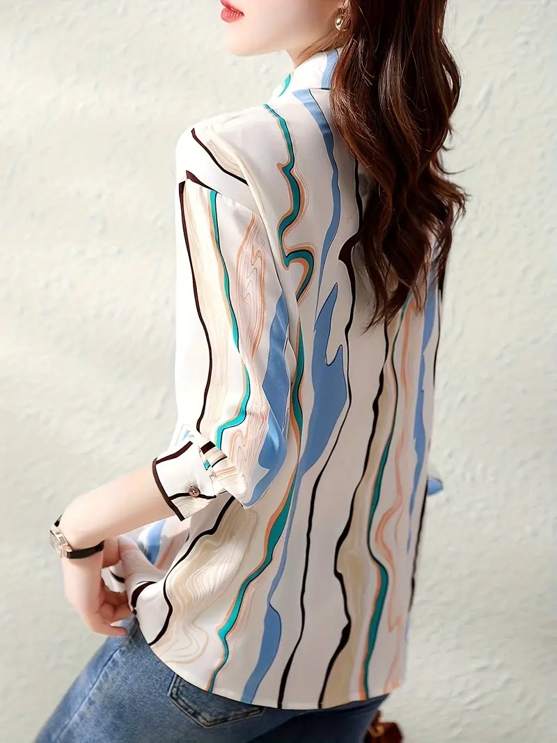 Women wearing a regular fit printed button-down collar casual shirt from Drpshippr's men's collection