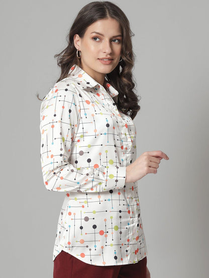 Women wearing a printed regular fit shirt with full sleeves from Drpshippr's men's collection.
