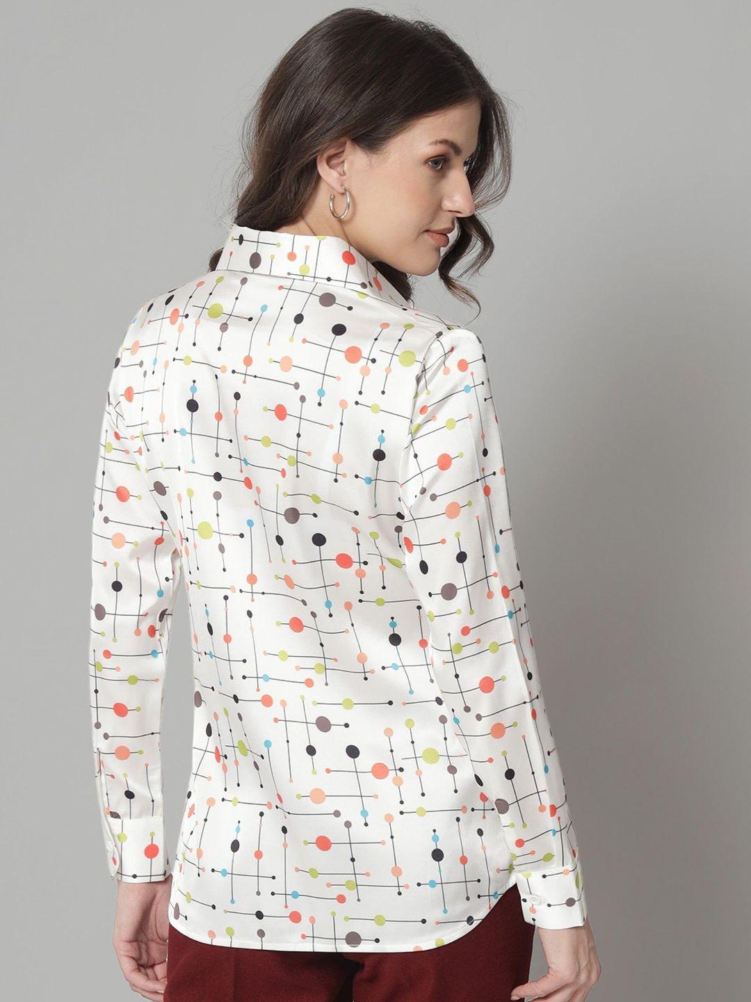 Women wearing a printed regular fit long-sleeve shirt from Drpshippr's men's collection, featuring a stylish design and full sleeves.