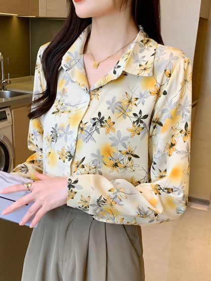 Women relaxed fit printed formal shirt from Drpshippr’s collection, styled with a flattering fit and vibrant pattern.