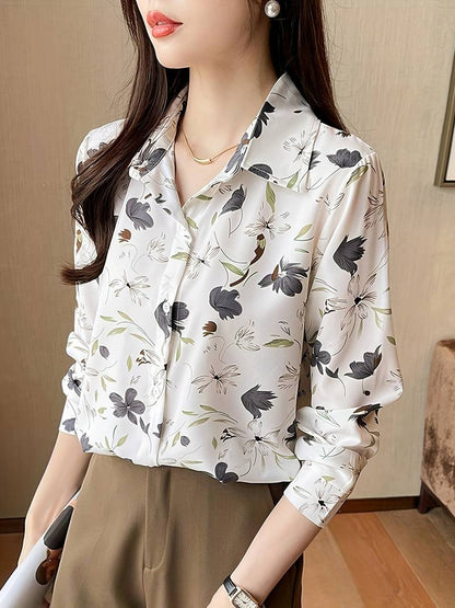 Women wearing a relaxed fit printed casual button-down collar shirt from Drpshippr's men's collection.