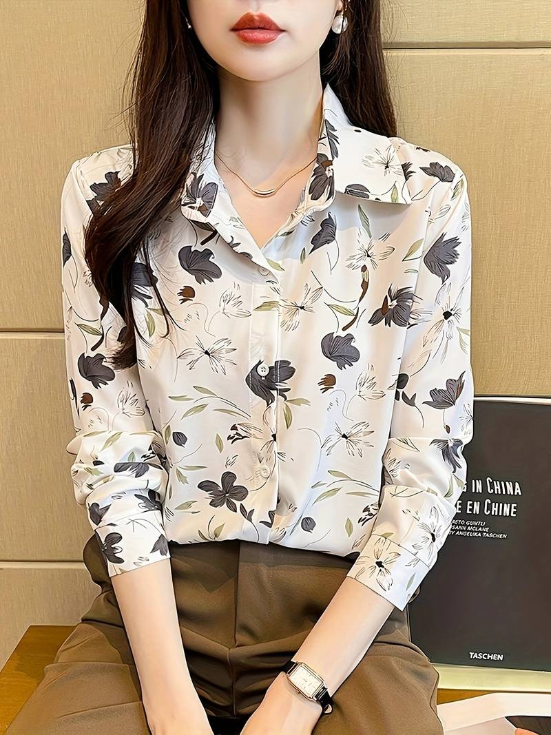 Women wearing a relaxed fit printed casual button-down shirt from Drpshippr's men's collection.