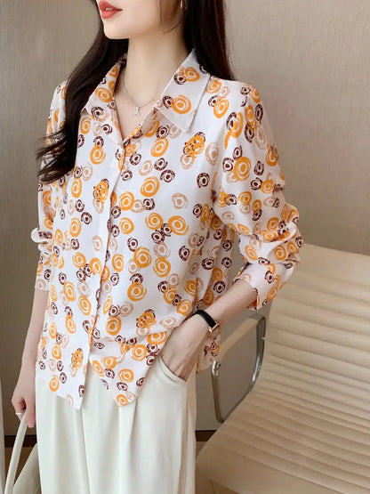 Women relaxed fit printed formal shirt from Drpshippr's collection, featuring a stylish design and comfortable fit.