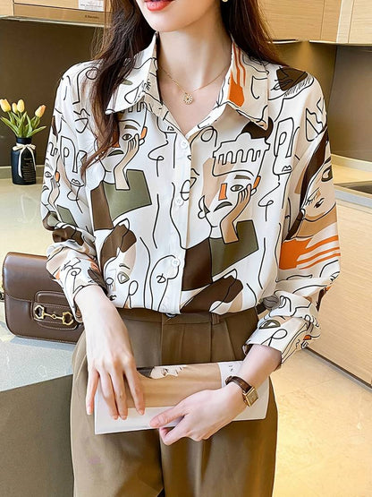 Women wearing a printed regular fit shirt with full sleeves from Drpshippr's collection, showcasing a stylish and comfortable design.