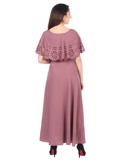 Light brown women's maxi dress from Drpshippr's collection, featuring a solid color and flowing, elegant design.