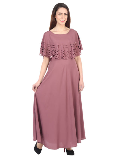 Women’s solid light brown maxi dress from Drpshippr’s Women’s Collection, featuring a flowing design and comfortable fit.