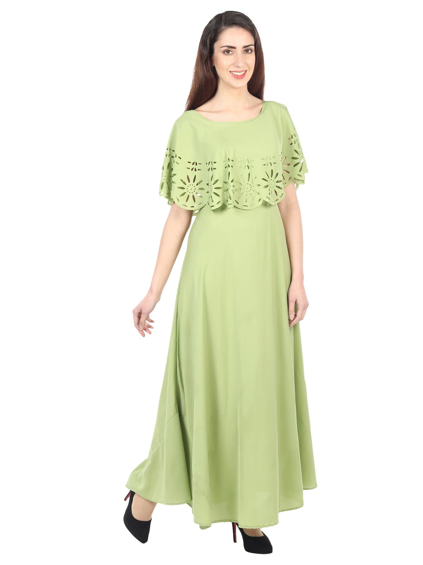 Women’s solid light green maxi dress from Drpshippr's Women’s Collection, flowing fabric and elegant style perfect for warm weather.