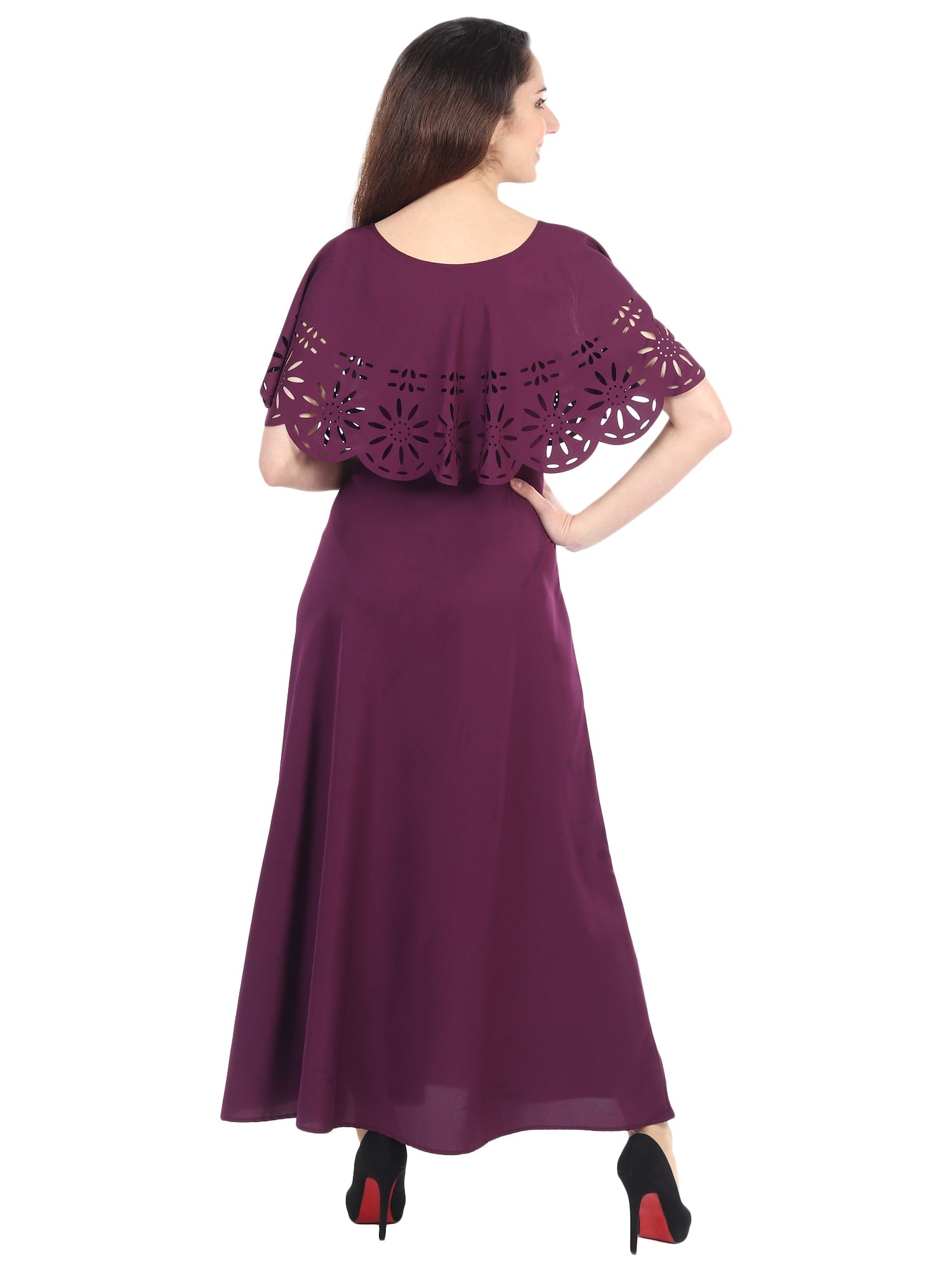 Women’s solid maroon maxi dress from Drpshippr’s Women’s Collection, flowing fabric and sleeveless design perfect for summer wear.