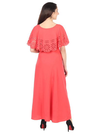 Women’s solid red maxi dress from Drpshippr's women's collection, featuring a flowing silhouette and sleeveless design.