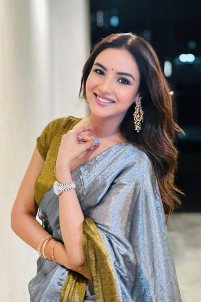 Women's linen saree with intricate sequin work from Drpshippr's women's collection, featuring elegant fabric and detailed embellishments.