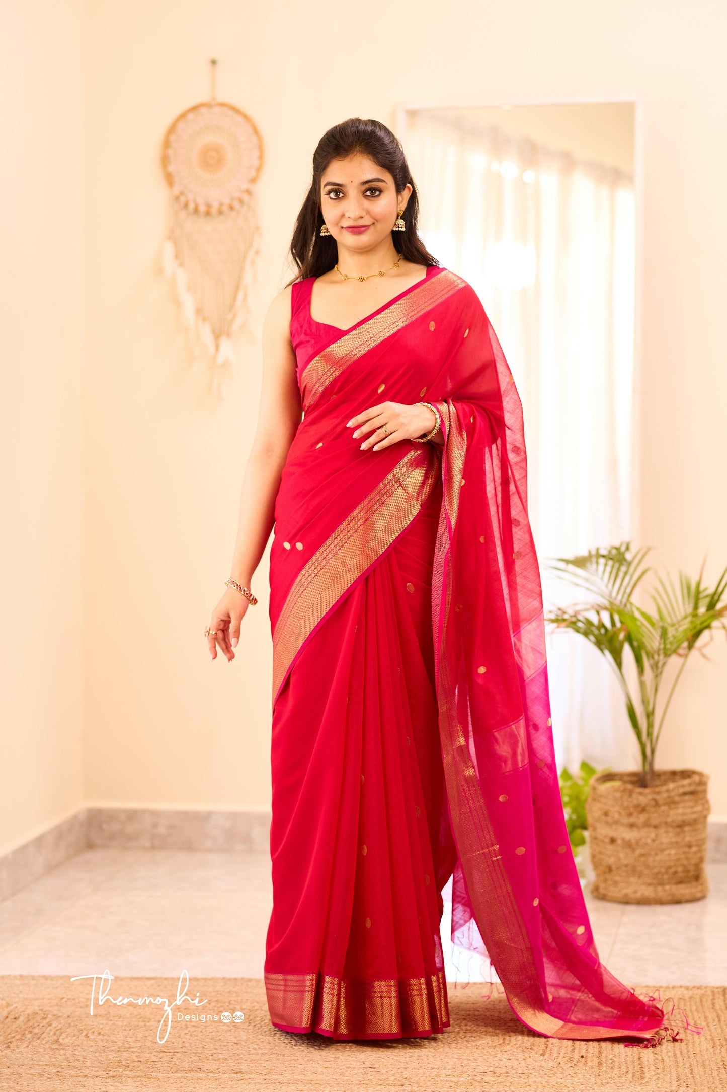 Women's Beautiful Sequin Work Linen Saree
