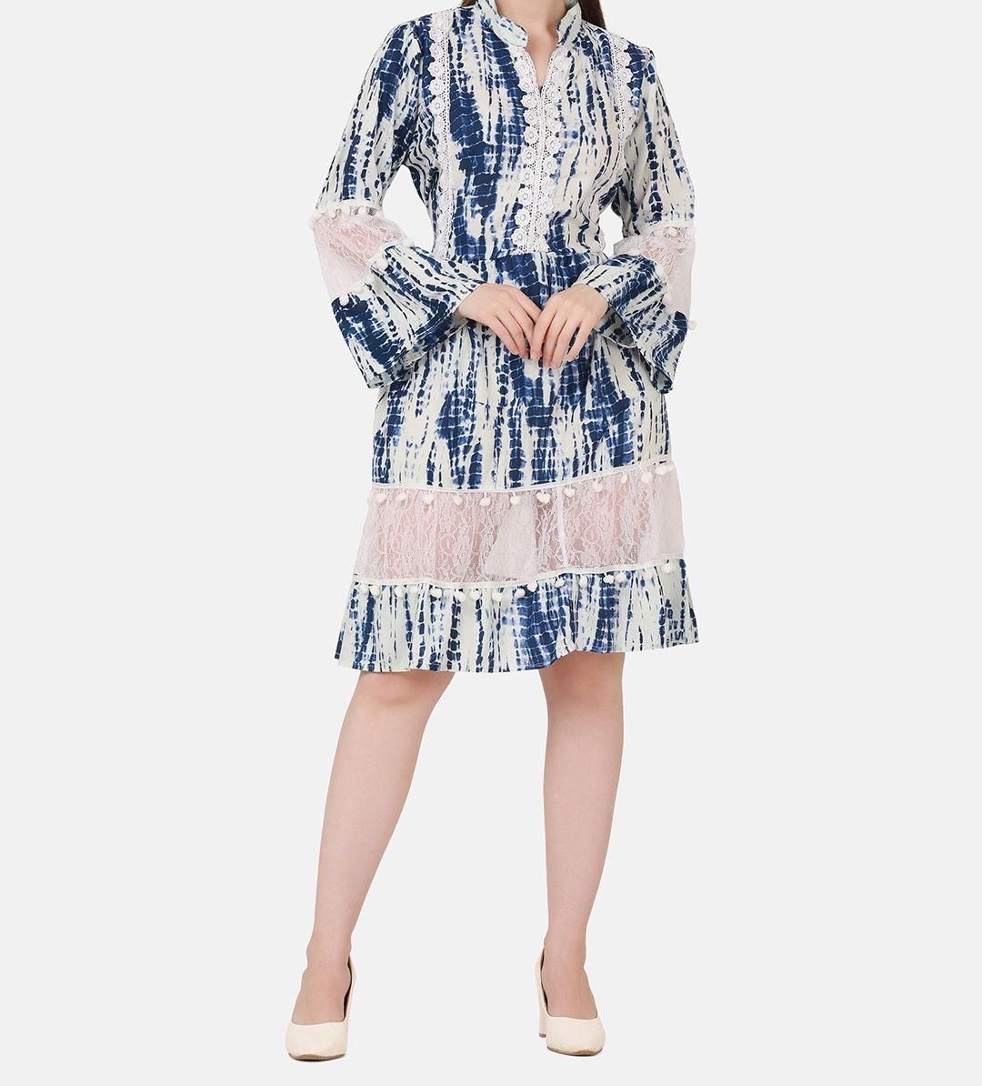 Women’s cotton tie-dye drop waist short dress from Drpshippr, featuring colorful fabric and relaxed fit for casual wear.