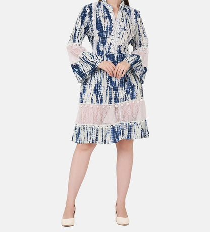 Women’s cotton tie-dye drop waist short dress from Drpshippr, featuring colorful fabric and relaxed fit for casual wear.