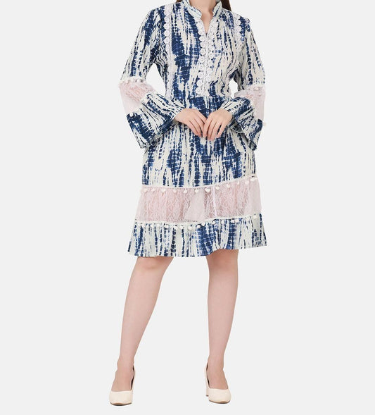 Women’s cotton tie-dye drop waist short dress from Drpshippr, featuring colorful fabric and relaxed fit for casual wear.