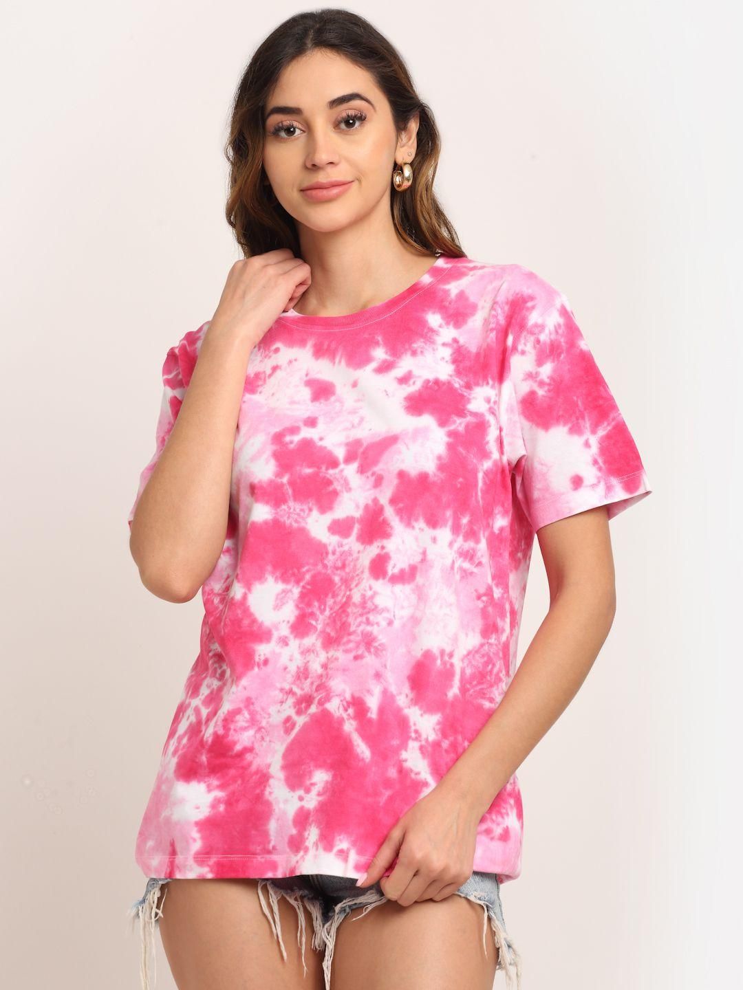 Women's cotton tie-dye T-shirt from Drpshippr's men's collection, featuring vibrant colors and casual, comfortable style.