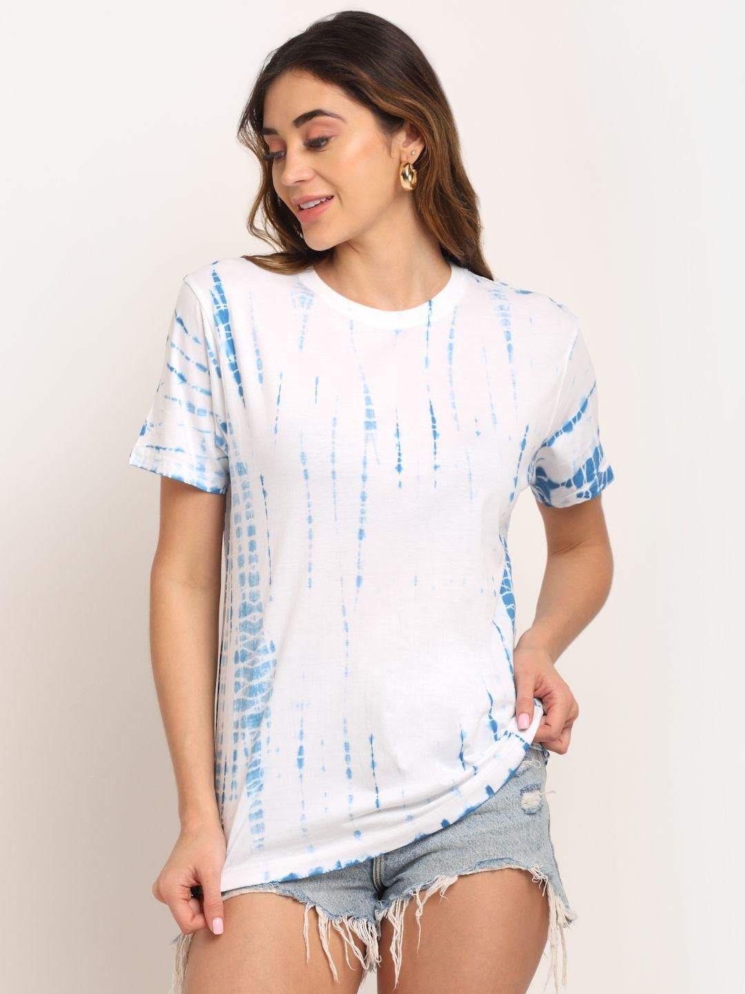 Women's cotton tie-dye T-shirt from Drpshippr's men's collection, featuring vibrant colors and a casual, comfortable fit.
