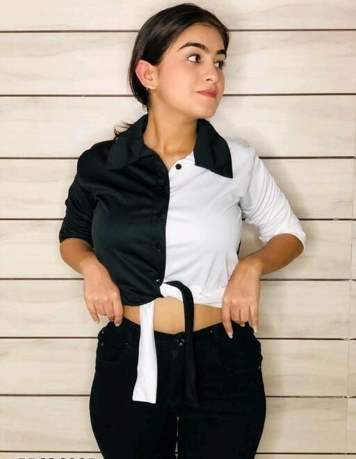 Women's crepe color block shirt from Drpshippr's men's collection, featuring a stylish, vibrant design in a crepe fabric.
