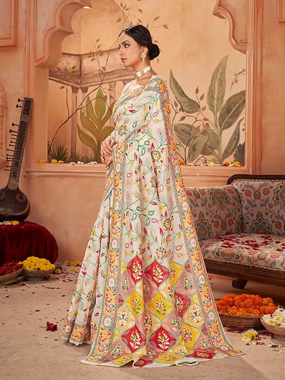 Women's Kashmiri Pashmina Silk Woven Saree