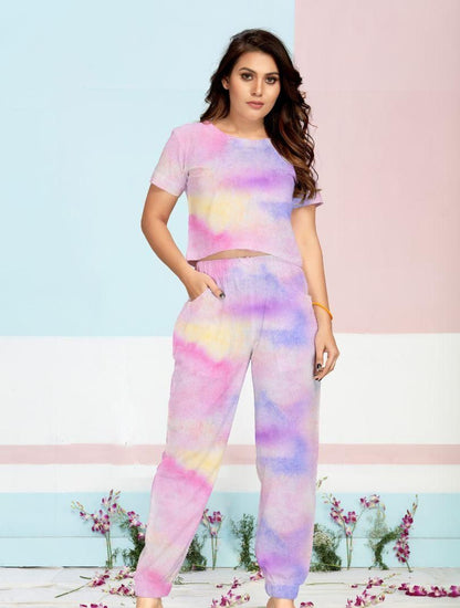 Women’s linen cotton tie-dye top and bottom set from Drpshippr’s Women’s Collection, featuring vibrant, comfortable casual wear.
